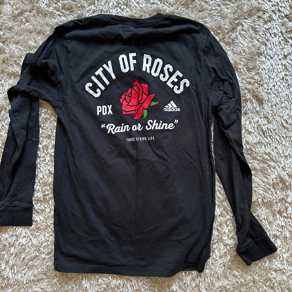 NWOT Adidas Black 'City of Roses' Long Sleeve Tee